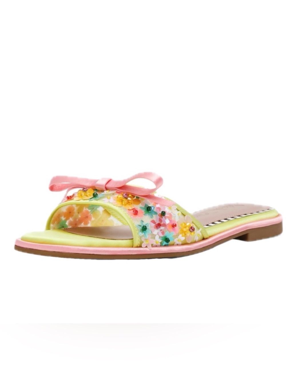 Betsey Johnson Teasse Sequined Floral Slide Sandals NWOB size 8.5